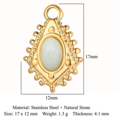 Retro Heart Shape Crown Titanium Steel Plating Inlay Natural Stone Charms Jewelry Accessories