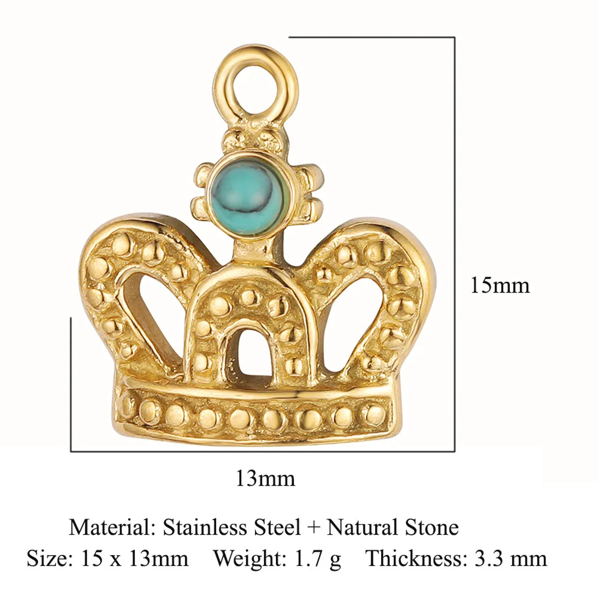 Retro Heart Shape Crown Titanium Steel Plating Inlay Natural Stone Charms Jewelry Accessories