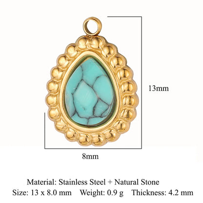 Retro Heart Shape Crown Titanium Steel Plating Inlay Natural Stone Charms Jewelry Accessories