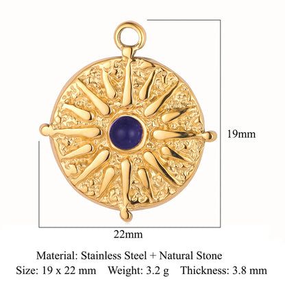 Retro Heart Shape Crown Titanium Steel Plating Inlay Natural Stone Charms Jewelry Accessories