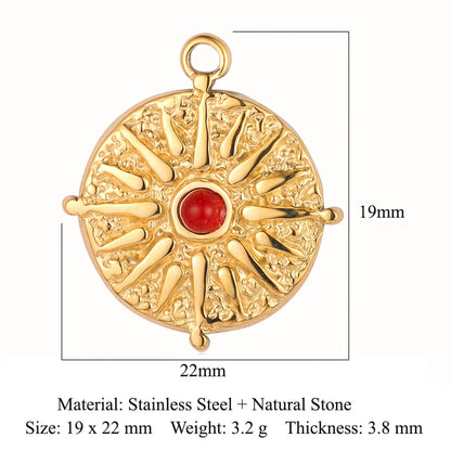 Retro Heart Shape Crown Titanium Steel Plating Inlay Natural Stone Charms Jewelry Accessories