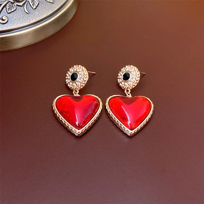 Retro Heart Shape Flower Alloy Plating Inlay Artificial Pearls Rhinestones Women's Drop Earrings