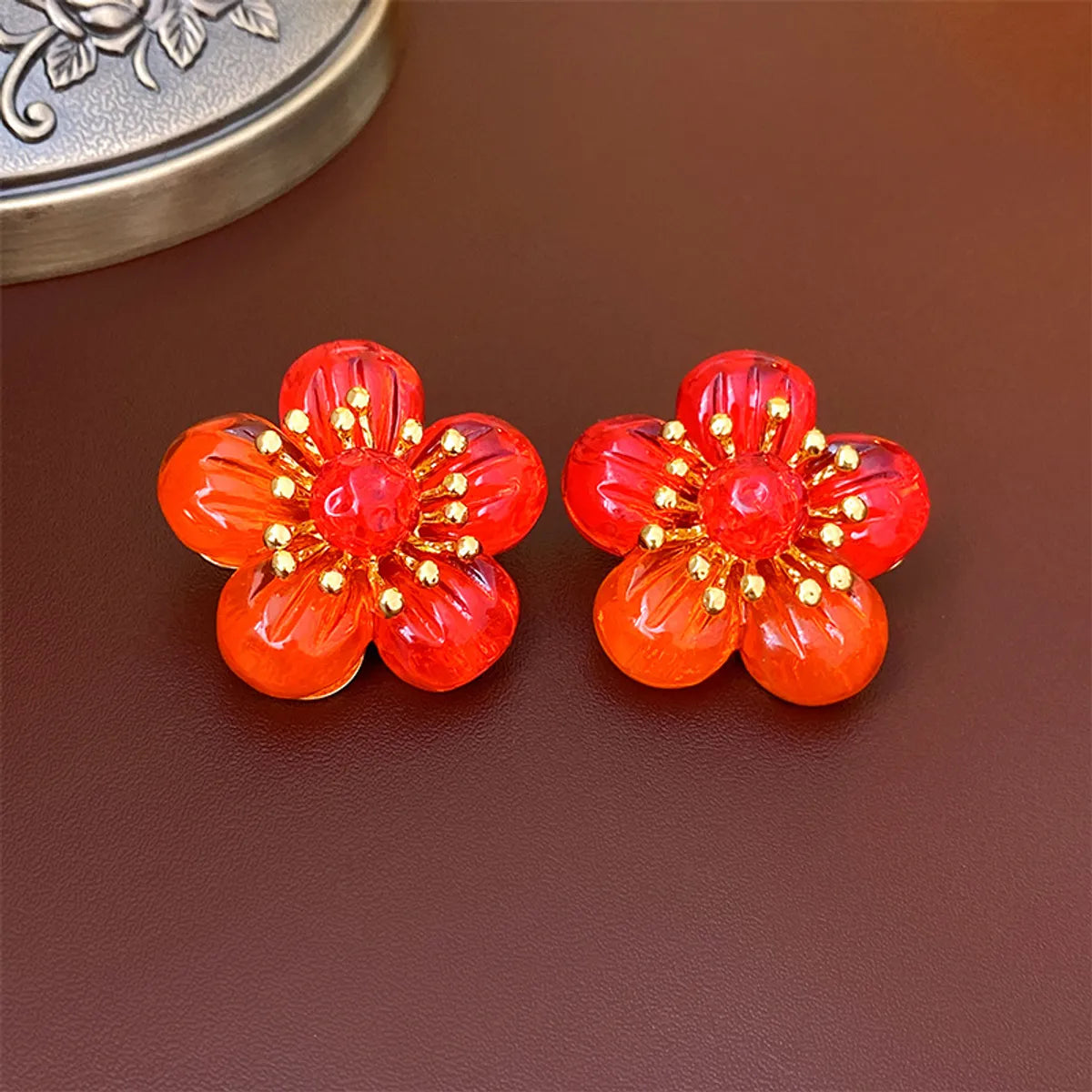 Retro Heart Shape Flower Alloy Plating Inlay Artificial Pearls Rhinestones Women's Drop Earrings