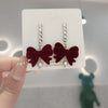 Retro Heart Shape Flower Bow Knot Alloy Flocking Inlay Artificial Pearls Rhinestones Women'S Earrings 1 Pair