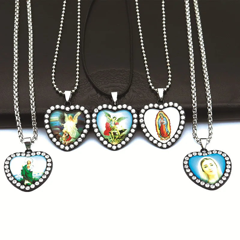 Retro Heart Shape Glass Zinc Alloy Inlay Rhinestones Jewelry Accessories