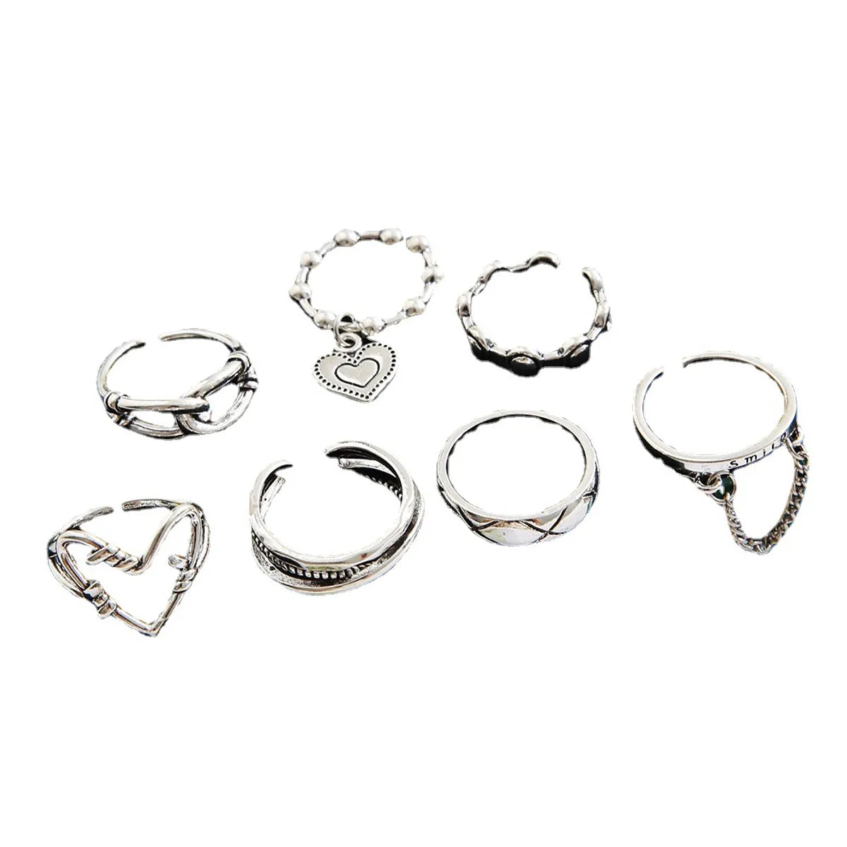 Retro Heart Shape Metal Plating Open Ring