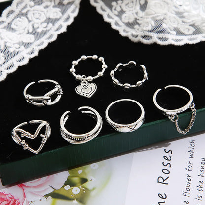 Retro Heart Shape Metal Plating Open Ring