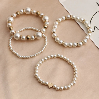 Retro Heart Shape Pearl Bracelet Wholesale