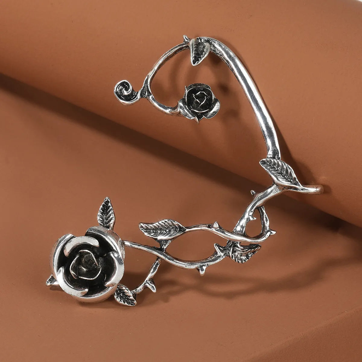 Retro Heart Shape Rose Snake Alloy Enamel Women's Ear Clips 1 Piece