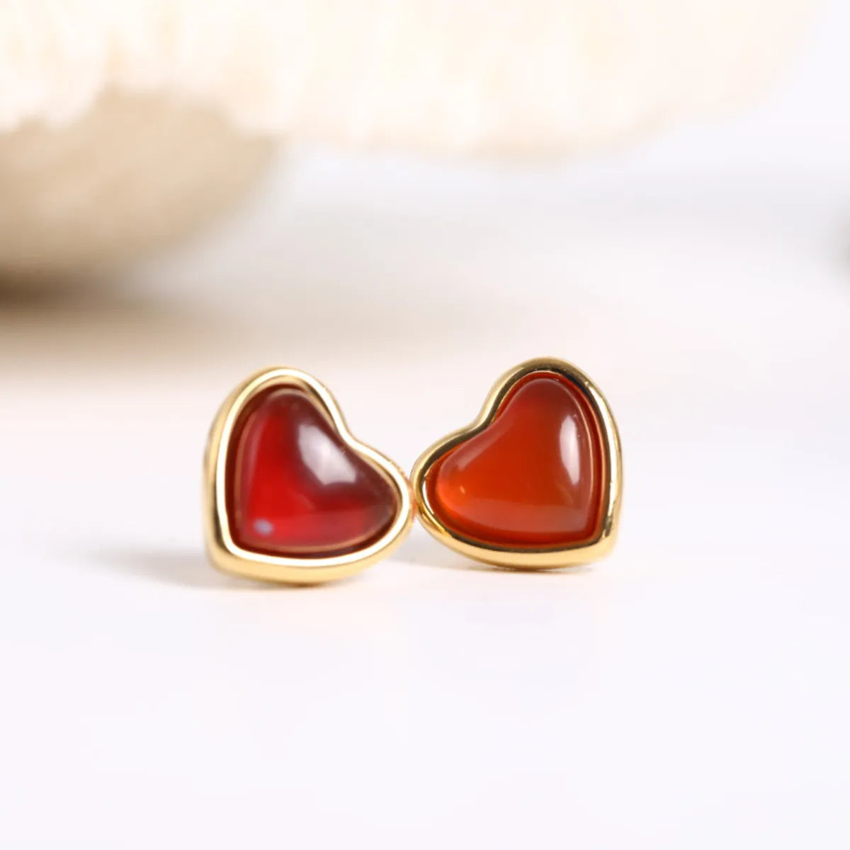 Stainless Steel Retro Plating Heart Shape Natural Stone Earrings Necklace