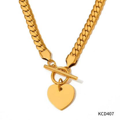 Retro Heart Shape Stainless Steel Plating Pendant Necklace