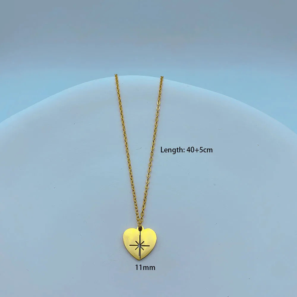 Wholesale Jewelry Retro Heart Shape 302 Stainless Steel 18K Gold Plated Plating Pendant Necklace