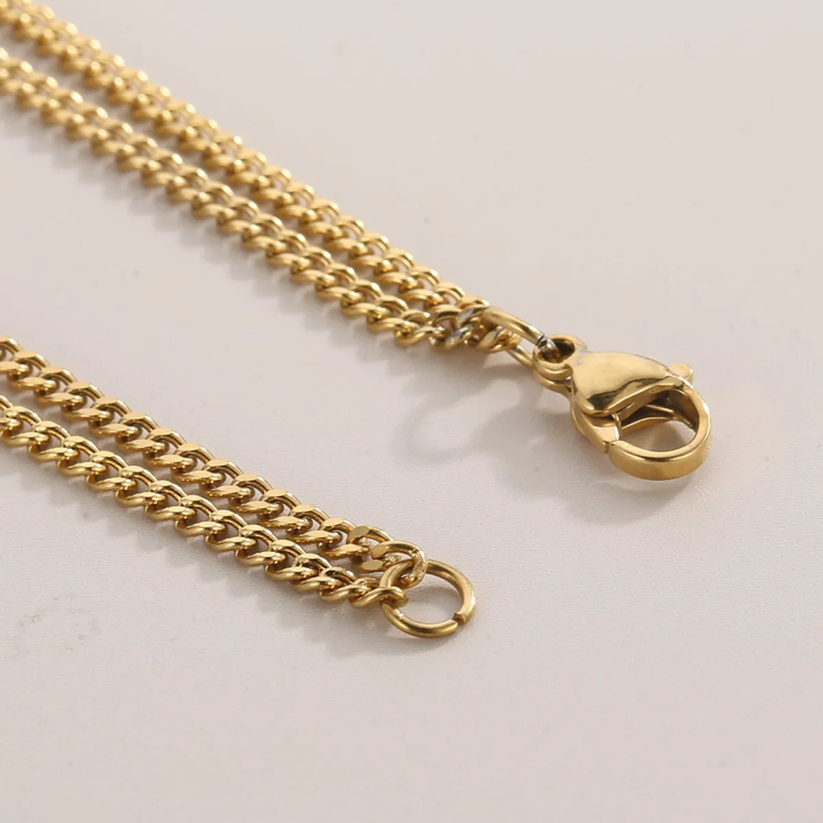 Retro Heart Shape Titanium Steel Layered Chain 18k Gold Plated Layered Necklaces