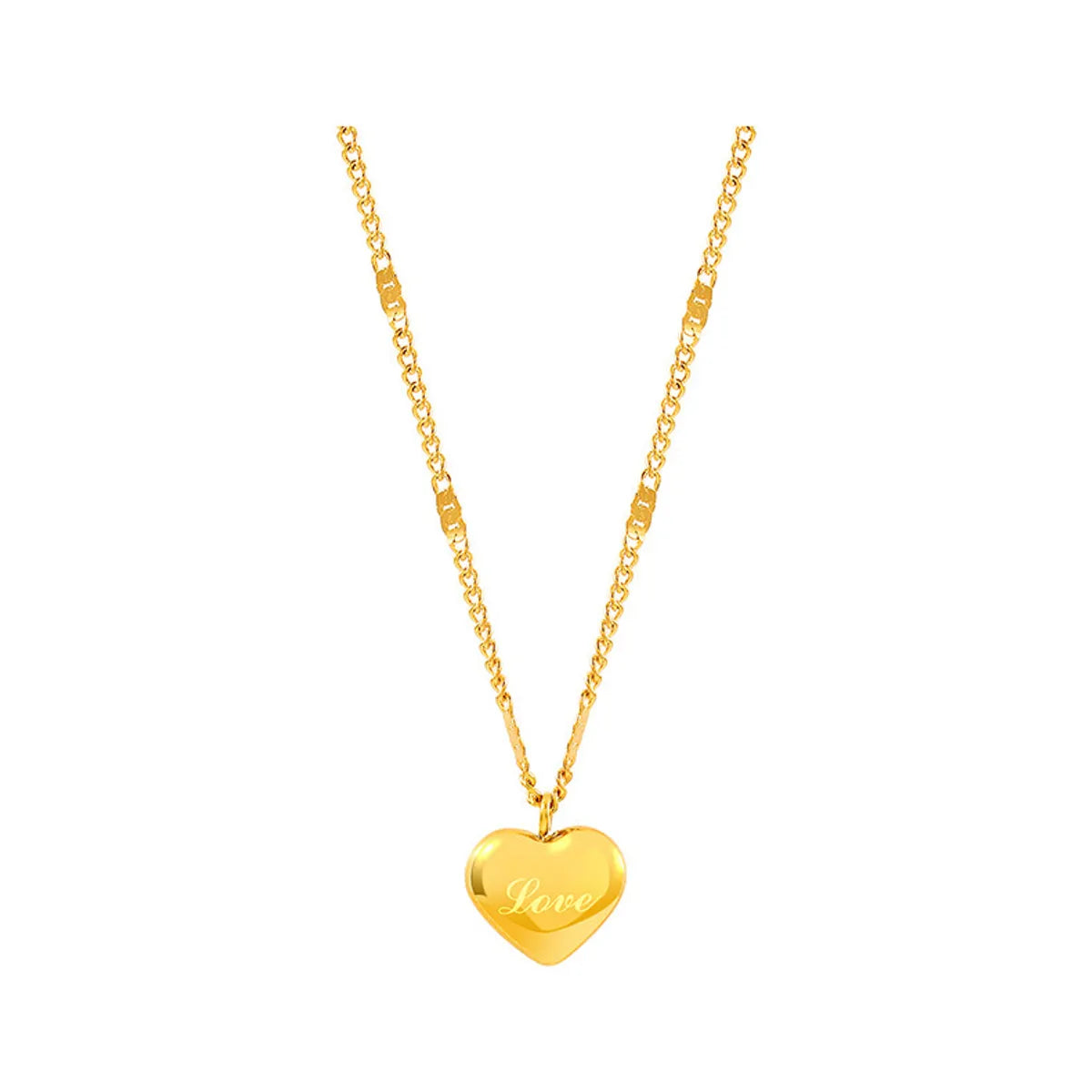 304 Stainless Steel 18K Gold Plated Retro Plating Heart Shape Pendant Necklace