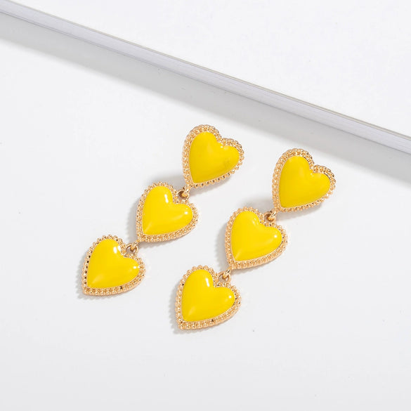 Retro Heart Shaped Alloy Earrings With Electroplated Finish Sweet Elegant Geometric Love Earrings For Women