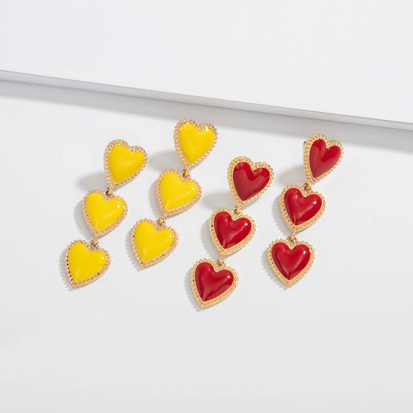 Retro Heart Shaped Alloy Earrings With Electroplated Finish Sweet Elegant Geometric Love Earrings For Women