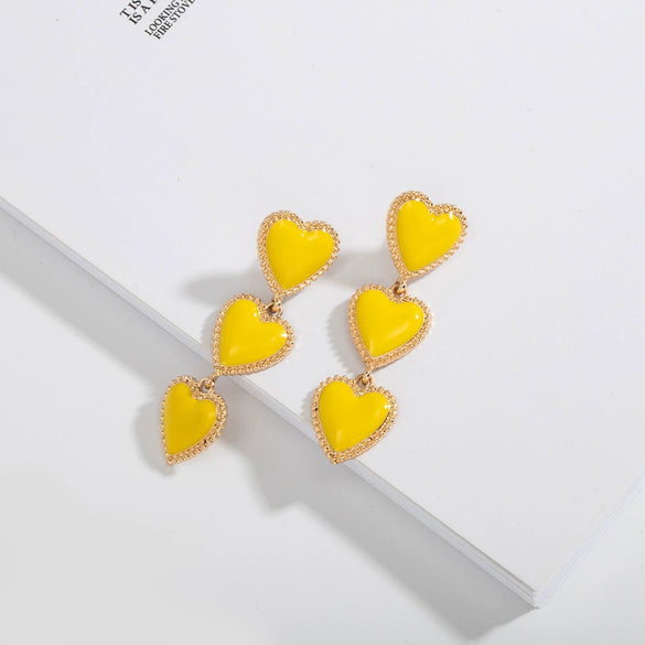 Retro Heart Shaped Alloy Earrings With Electroplated Finish Sweet Elegant Geometric Love Earrings For Women