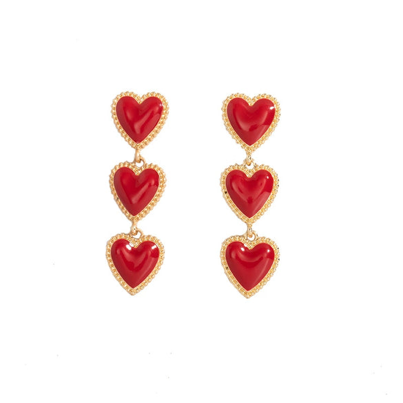 Retro Heart Shaped Alloy Earrings With Electroplated Finish Sweet Elegant Geometric Love Earrings For Women