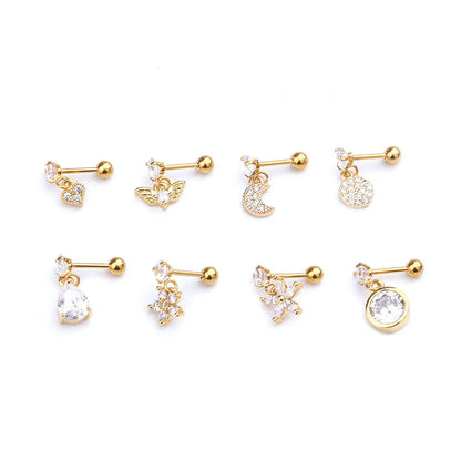 Lady Heart Metal Earrings Ear Studs