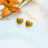 Retro Heart Shaped Glass Stone Opal Pendant Titanium Steel Geometric Earrings With Electroplating For Women