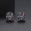 Retro Hexagonal Copper Earrings With Micro Inlaid Zircon Geometric Fashion Earrings For Women