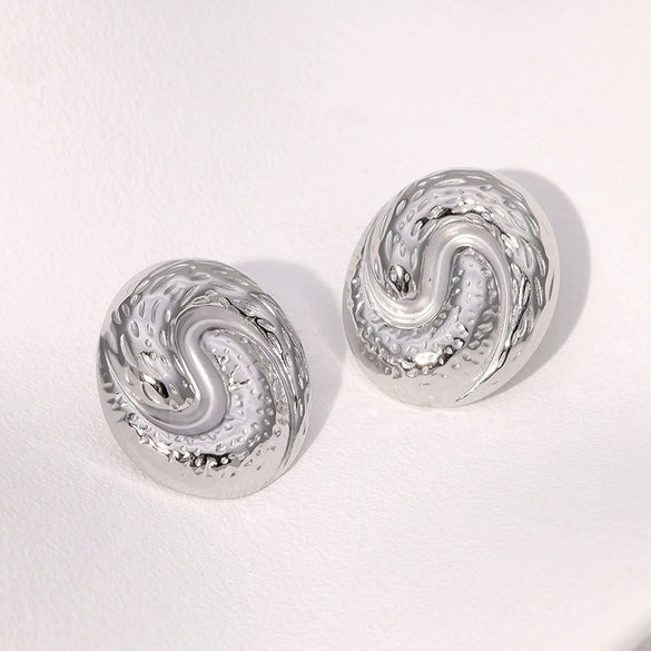 Retro High End Geometric Stainless Steel Earrings For Women With Electroplating Design