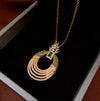 Retro High Grade Light Luxury Women's Artificial Crystal Earrings Necklace Suit With Silver Needle Zircon Emerald Alloy Material And Inlaid Zircon Process