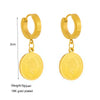 Retro High Grade Round Titanium Steel Earrings With Geometric Pattern And Electroplating Unisex Niche Design