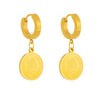 Retro High Grade Round Titanium Steel Earrings With Geometric Pattern And Electroplating Unisex Niche Design