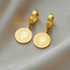 Retro High Grade Round Titanium Steel Earrings With Geometric Pattern And Electroplating Unisex Niche Design