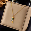 Retro High Grade Sense Chain Tassel Stainless Steel Pearl Beaded Oil Drop Pendant Necklace With Electroplating Treatment