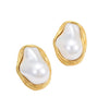 Retro Highend Geometric Stainless Steel Titanium Steel Baroque Pearl Earrings And Clavicle Chain With Electroplating