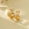 Retro Highend Pleated Stainless Steel Earrings For Women With Diamondencrusted And Electroplating Design