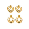 Retro Hollow Double Ring Stainless Steel Earrings With Love Design And Geometric Heart Shape Electroplated With 18K Vacuum Plating In Furnace For Women