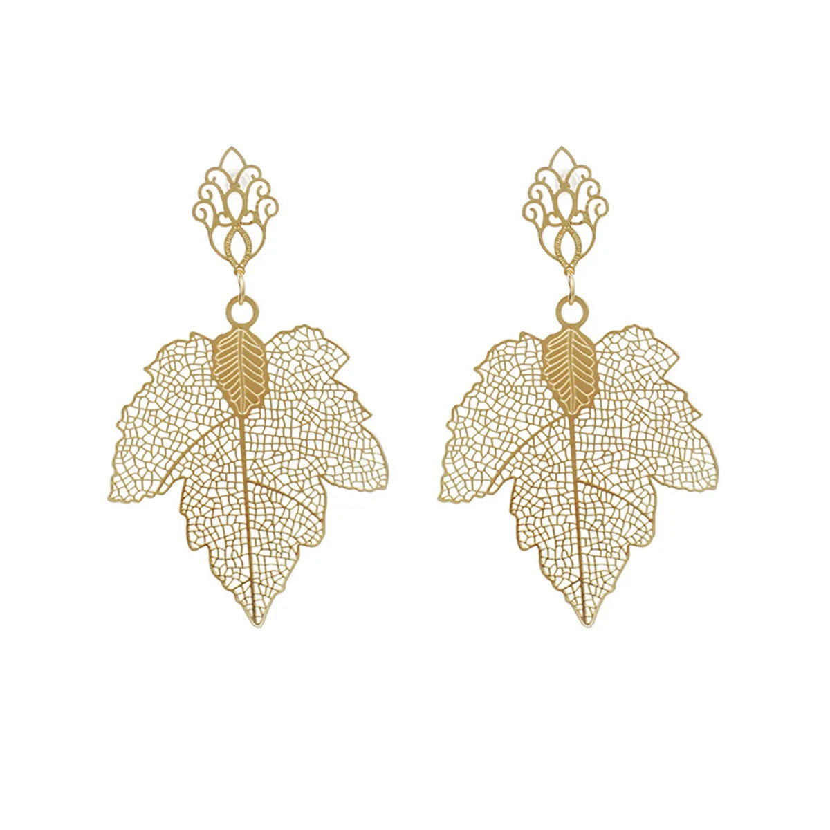 Retro Hollow Leaf Earrings