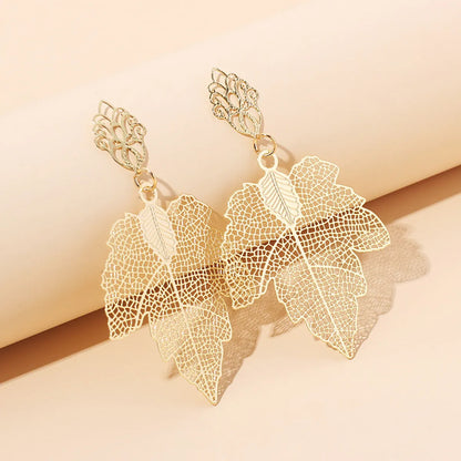 Retro Hollow Leaf Earrings