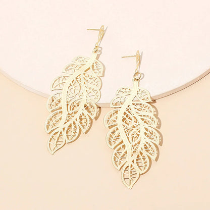 Retro Hollow Leaf Earrings