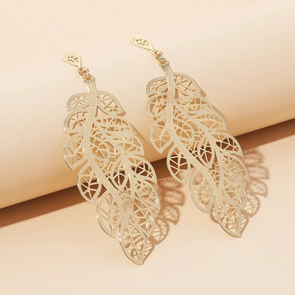 Retro Hollow Leaf Earrings