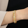 Retro Hollow 316L Stainless Steel Goldplated Diamond Inlaid Turquoise Bracelet Jewelry