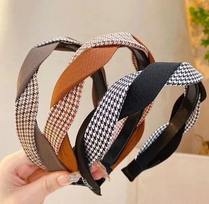 Women'S Retro Houndstooth Twist Cloth Hair Band