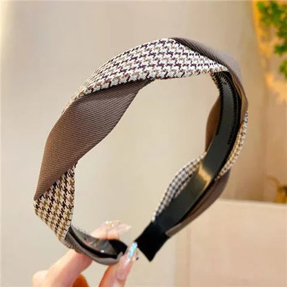 Women'S Retro Houndstooth Twist Cloth Hair Band