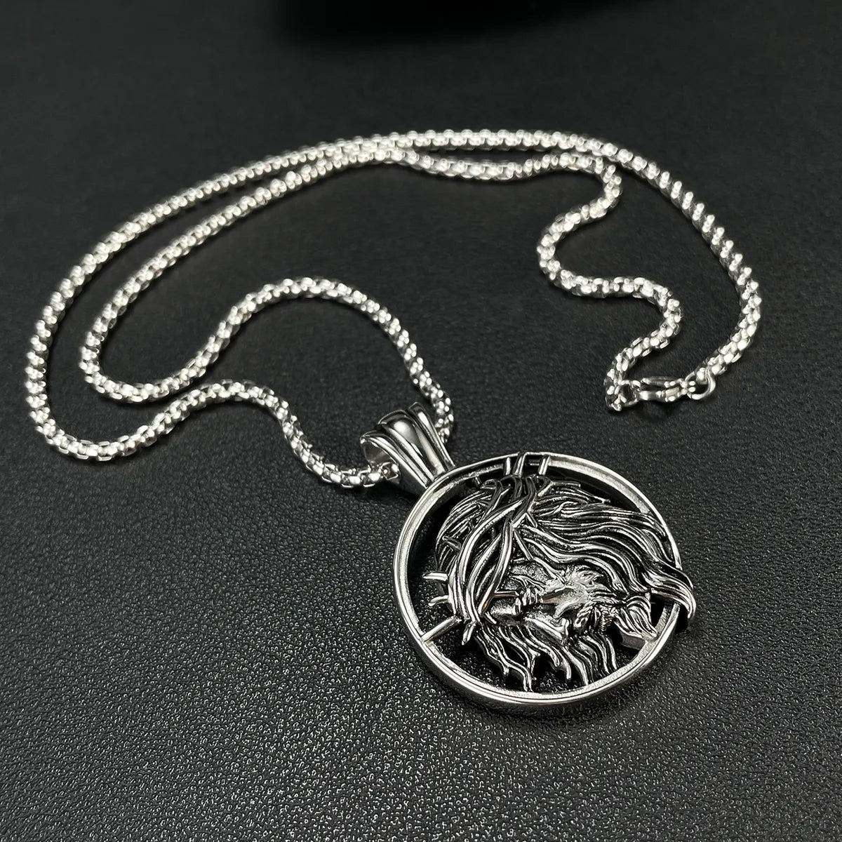 Retro Human Face Stainless Steel Plating Men'S Pendant Necklace