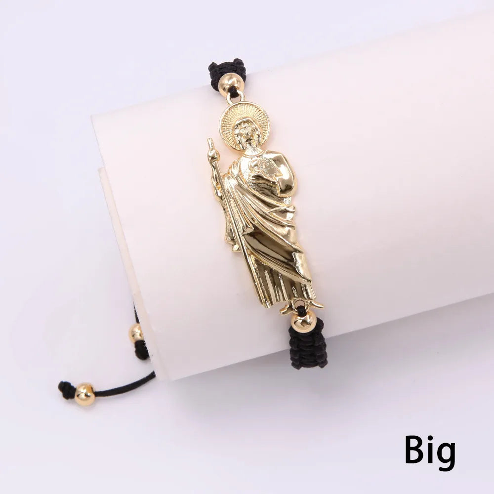 Retro Human Rope Copper Knitting Enamel Plating 18k Gold Plated Unisex Bracelets