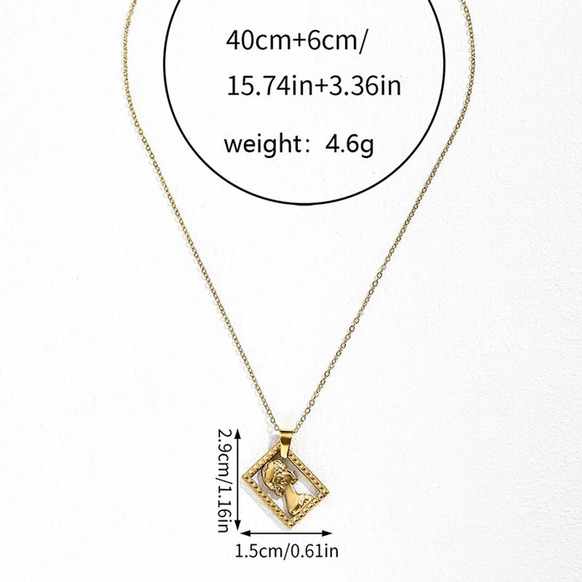 Retro Human Stainless Steel 18k Gold Plated Pendant Necklace