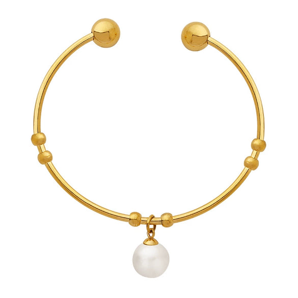 Retro Imitation Pearl Multisteel Ball Stitching Electroplated Bracelet