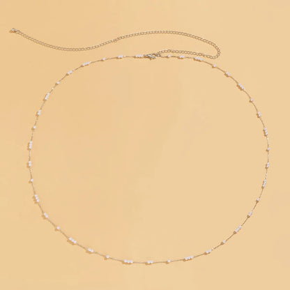 Retro Imitation Pearl Round Bead Chain Single-Layer Waist Chain