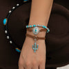 Retro Imitation Turquoise Cactus Tag Bracelet Set For Women Metal Geometric Electroplated Hand Ornaments