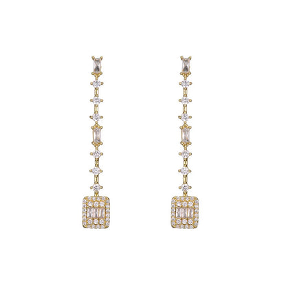 Retro Inlaid Rhinestone Zircon Geometry Earrings