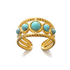 Retro Inlaid Turquoise Geometric Ring Stainless Steel Jewelry