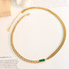 Retro Inlaid Zircon Double Thick Chain Jewelry Suit For Women And Girls Titanium Steel With Electroplating